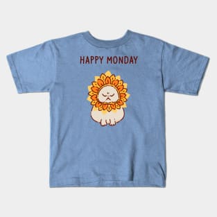 An angry cat dressed in a flower costume Kids T-Shirt